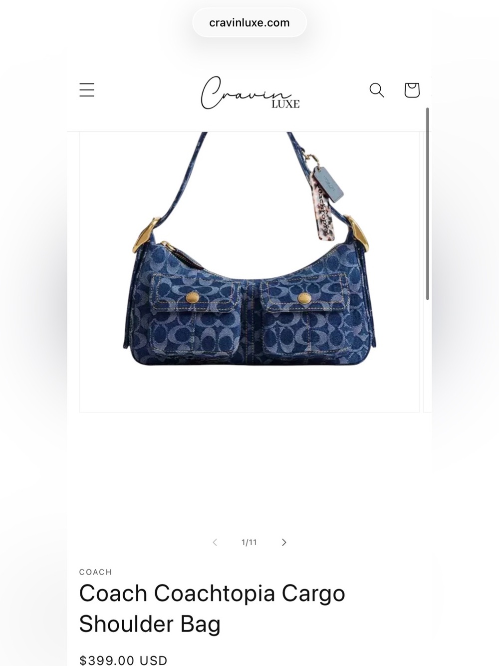 New LIMITED Coach Coachtopia Cargo Shoulder Bag in Signature Blue Denim - Picture 14 of 14